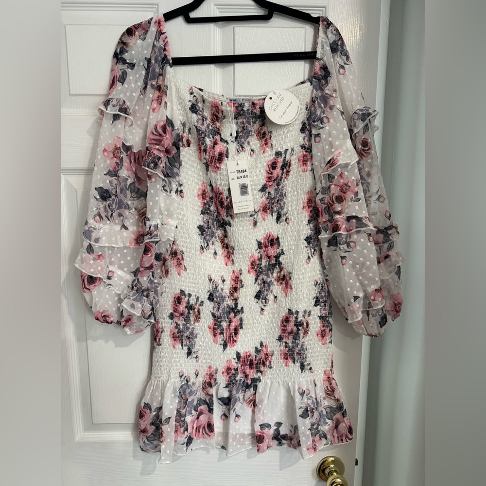 Floral Ruffle Sleeve Women's Top